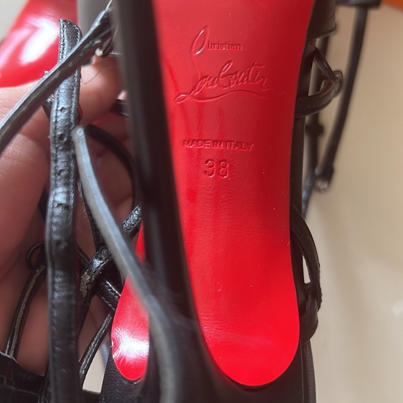 CHRISTIAN LOUBOUTIN BLACK LEATHER CAGE PUMP - Picture 11 of 11